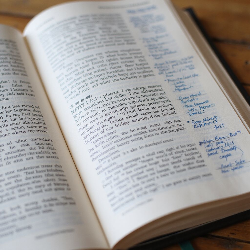 Closeup of open book text. 