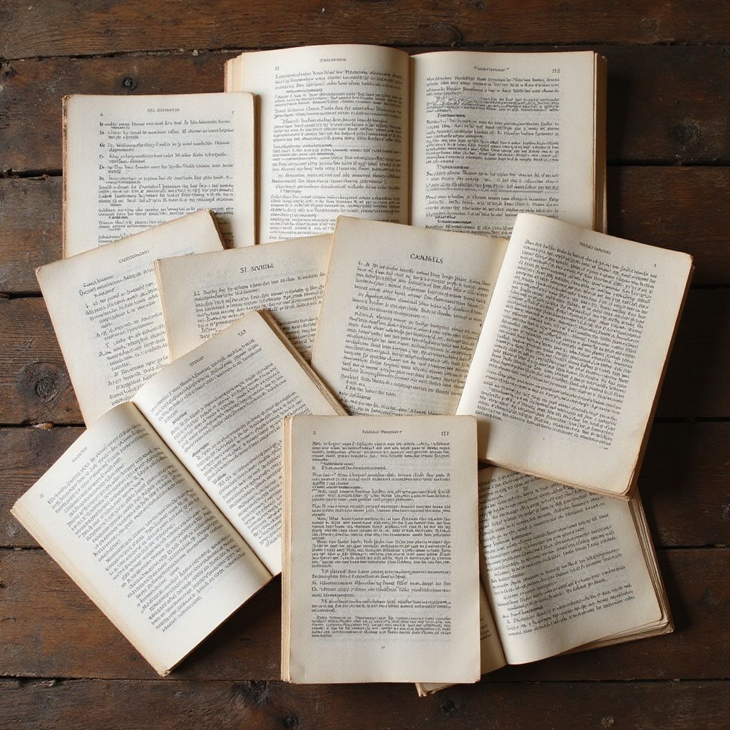 Multiple open books. 