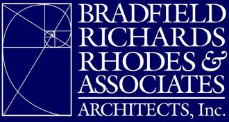 A blue logo for bradfield richards rhodes & associates