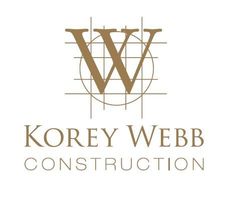 A logo for korey webb construction with a letter w on a grid.