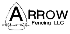 Logo for Arrow Fencing LLC: An arrowhead with the letter