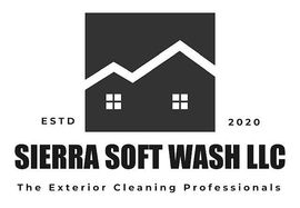 A logo for sierra soft wash llc , the exterior cleaning professionals.