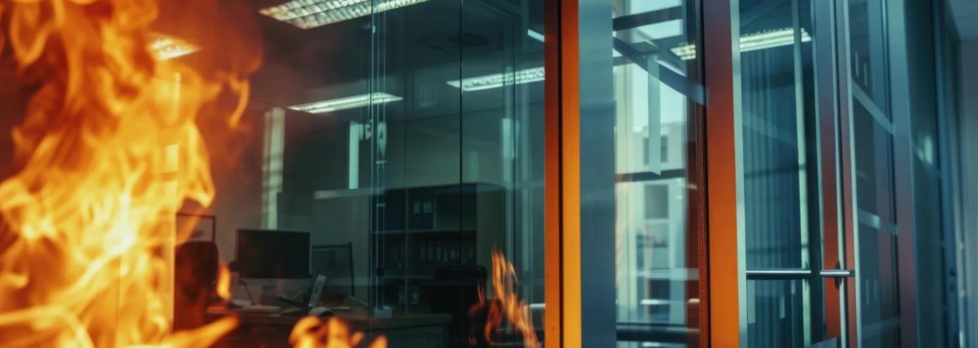 Picture of fire rated glazing. 