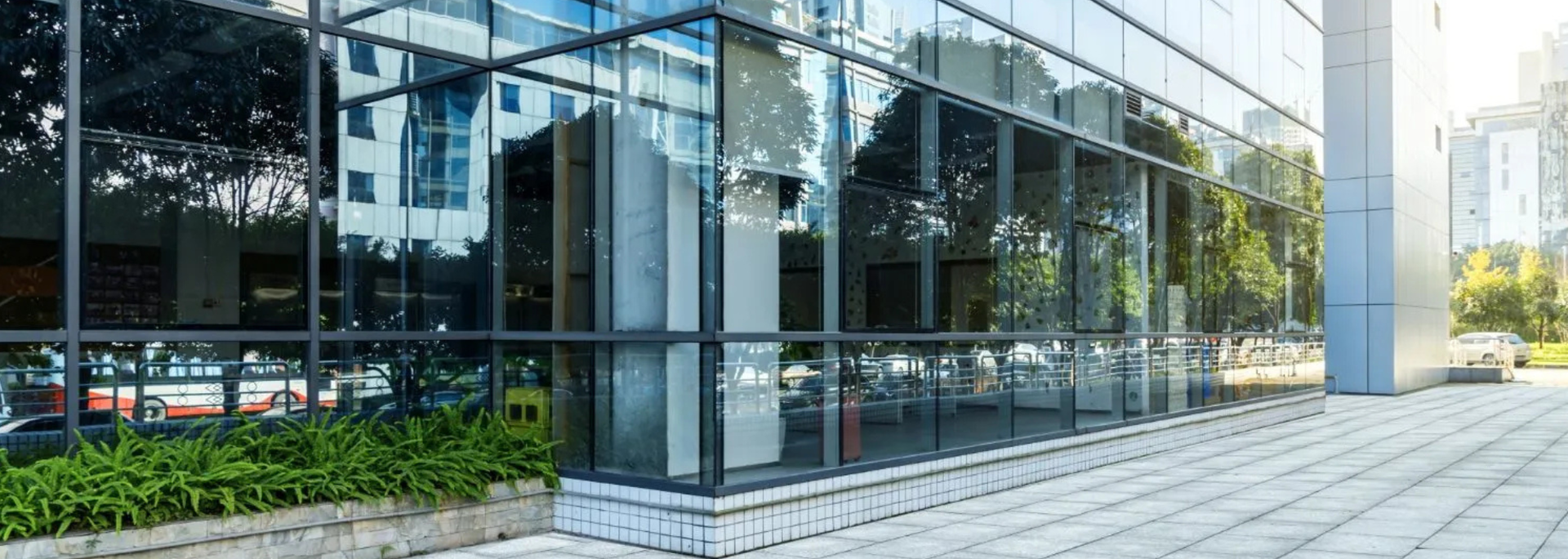 Picture of glazing on a building. Picture of glazing on a building.