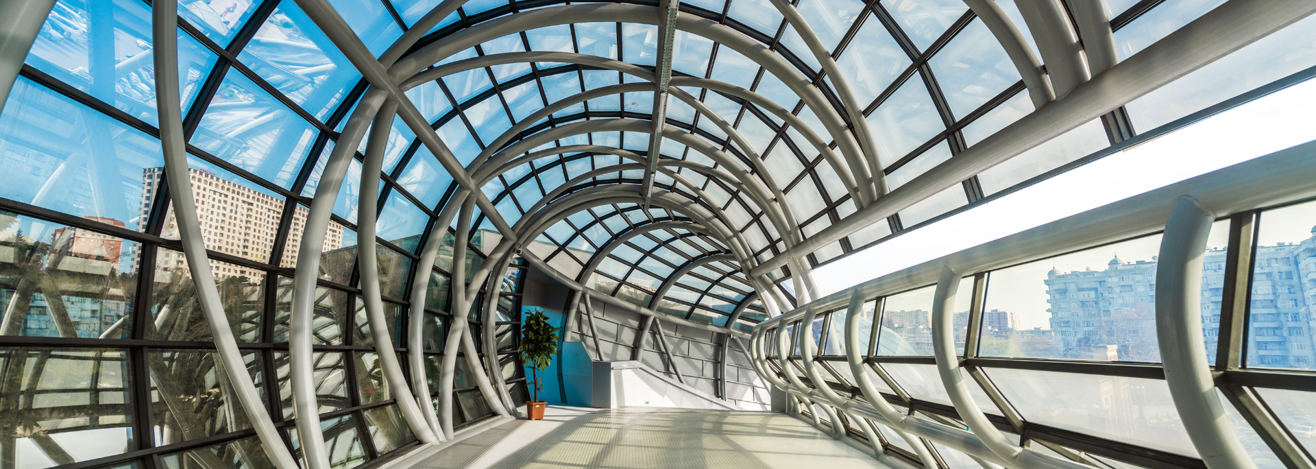 Picture of a glass covered walkway. Picture of a glass covered walkway.