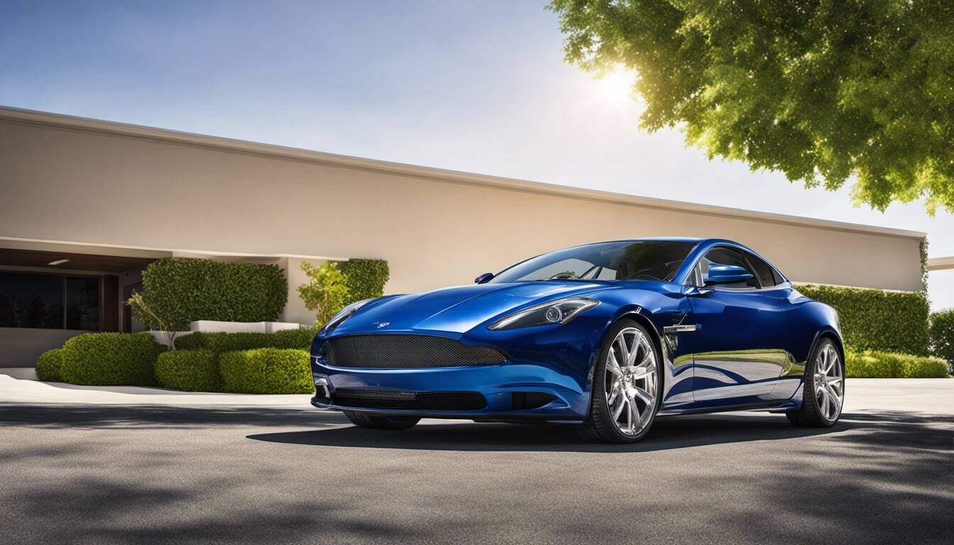 blue shiny car with ceramic coating