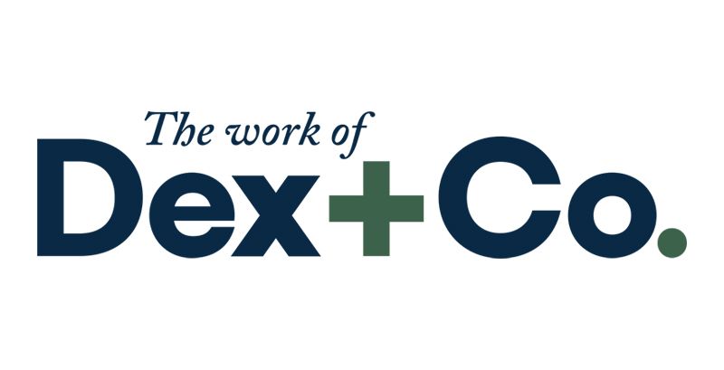 the work of dex + co. logo on a white background