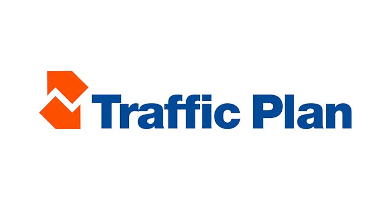 The traffic plan logo is blue and orange on a white background.