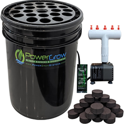A black bucket with the word power crow on it