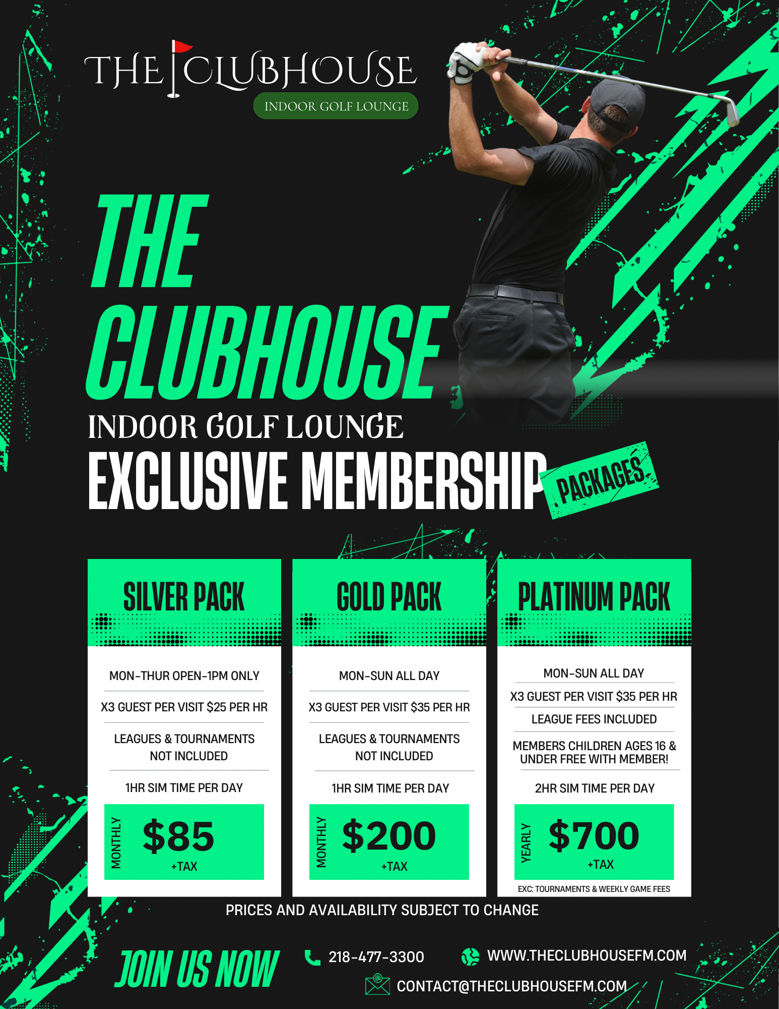 Golf Simulator — Moorhead, MN — The Clubhouse Indoor Golf Lounge Golf Simulator — Moorhead, MN — The Clubhouse Indoor Golf Lounge membership