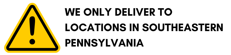 A warning sign that says we only deliver to locations in southeastern pennsylvania