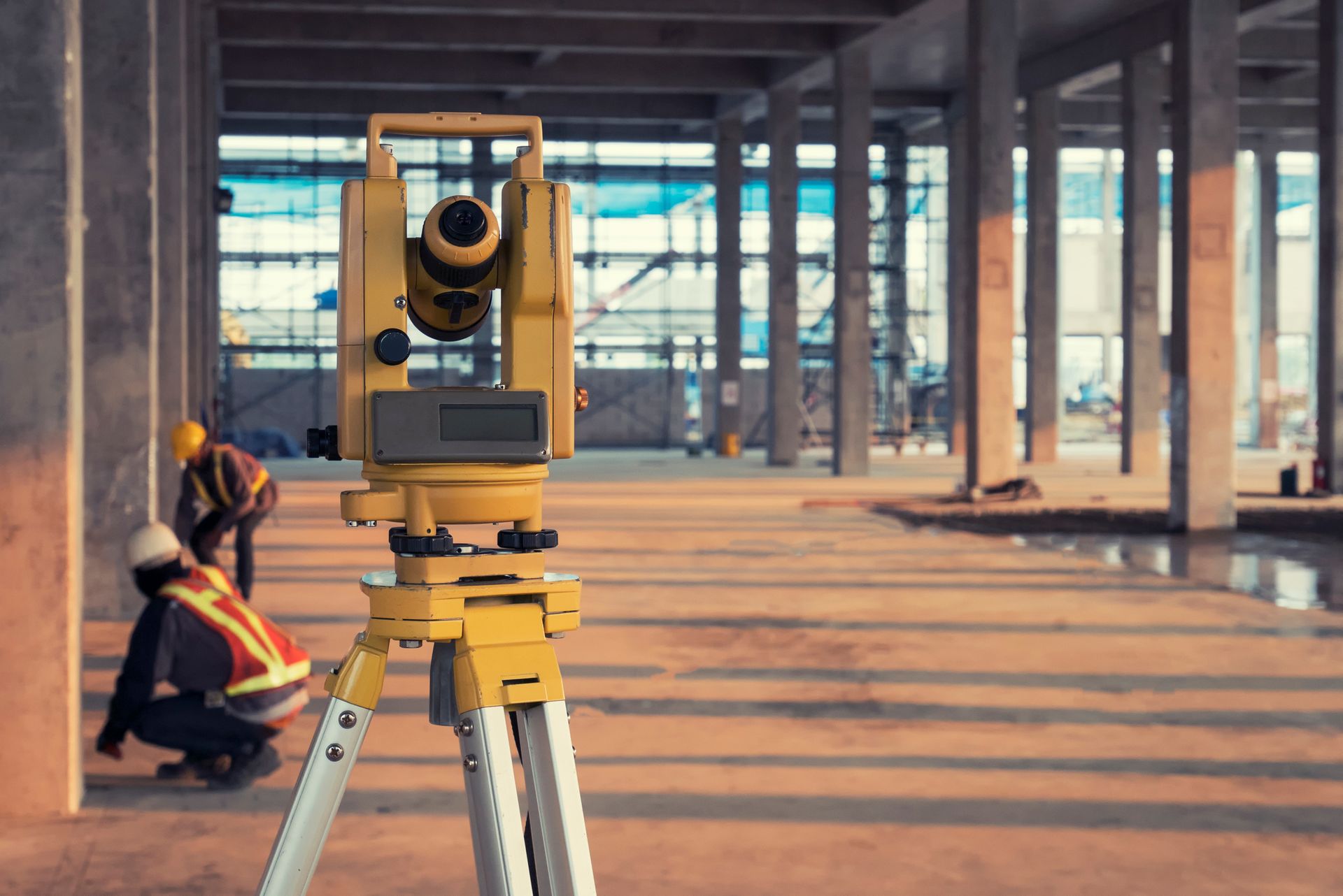 Survey equipment in construction site.