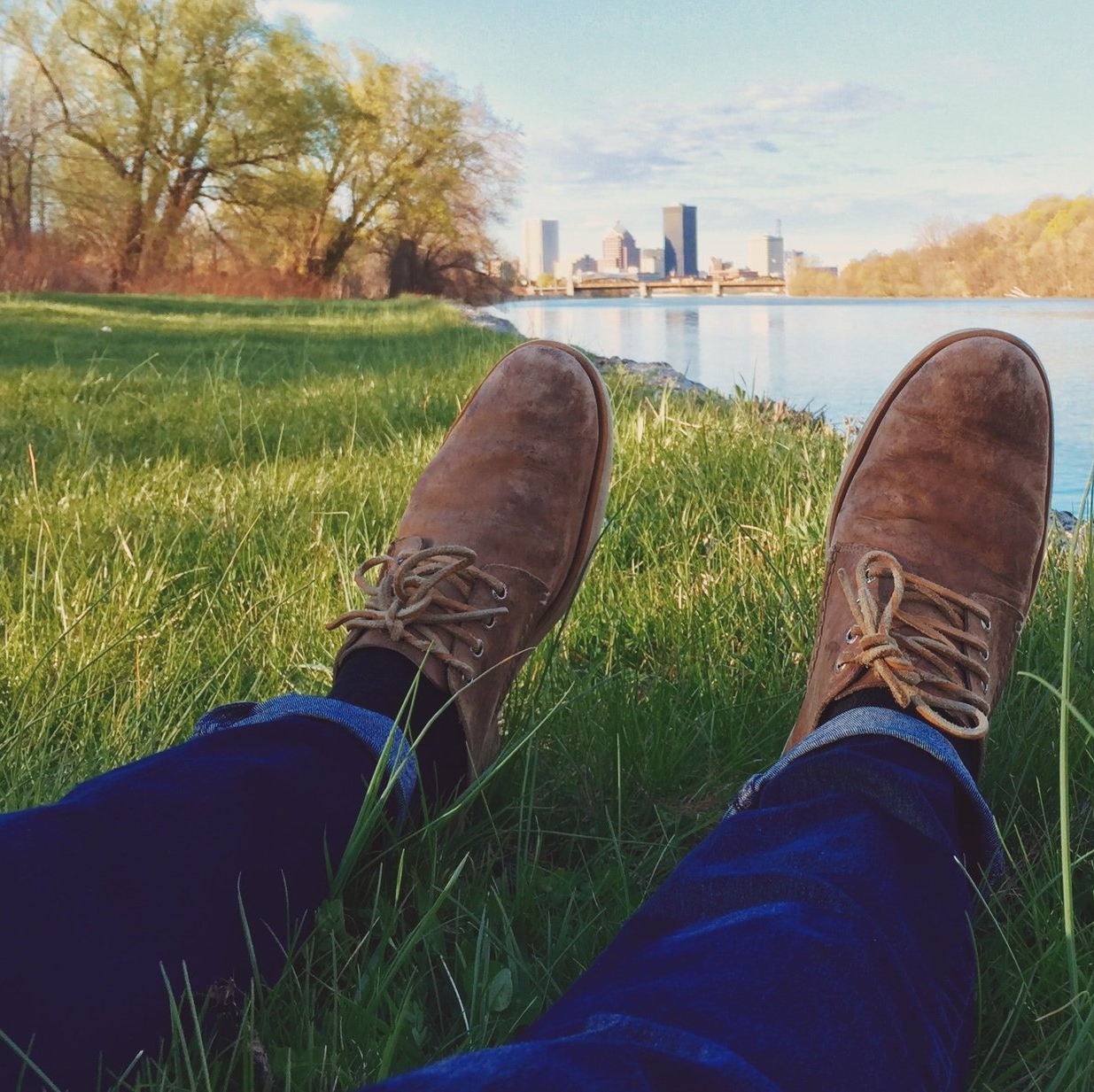 Person relaxing on the grass