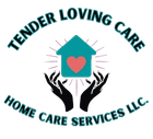 Logo: hands cupping a house with a heart inside, radiating light, text: Tender Loving Care Home Care Services LLC.
