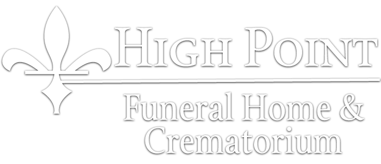 High Point Funeral Home & Crematorium logo in light gray with a fleur-de-lis emblem