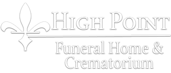 High Point Funeral Home & Crematorium logo in light gray with a fleur-de-lis emblem