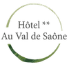 Logo pour l'Hôtel ** Au Val de Saône, avec un motif circulaire vert à coups de pinceau sur fond blanc