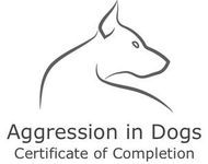 Aggression in Dogs certificate with a simple line drawing of a dog profile