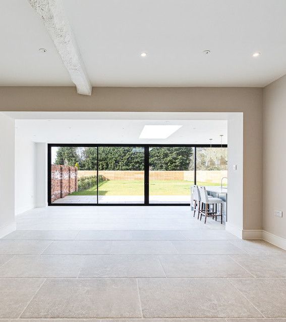 There is a large window in the middle of the room.
