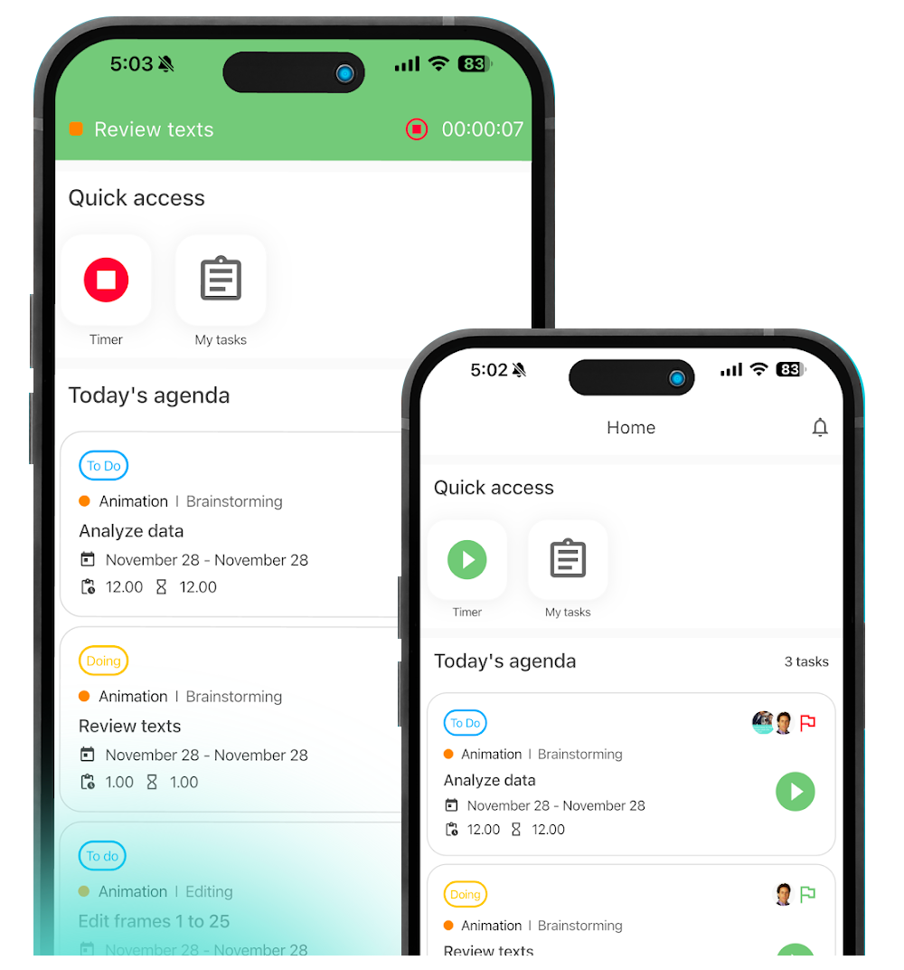 Two smartphones displaying a mobile app interface featuring 