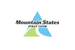 Logo for Mountain States Spray Foam with a light blue and green triangle design divided by a white swoosh.