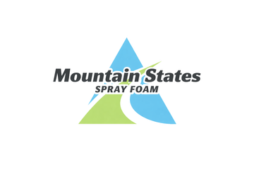Logo for Mountain States Spray Foam with a light blue and green triangle design divided by a white swoosh.