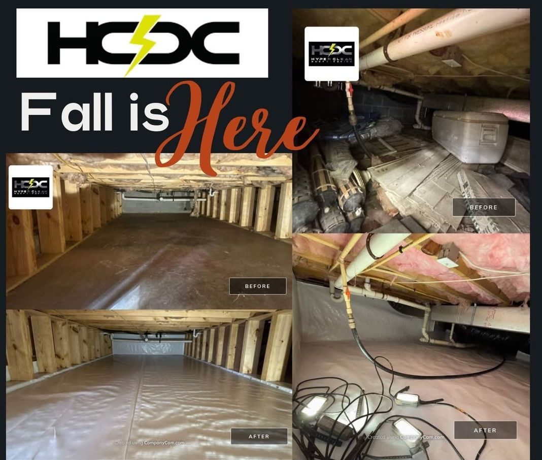 Encapsulated crawl space with a sealed moisture barrier installed by Hyper Clean Duct Cleaning in Vi