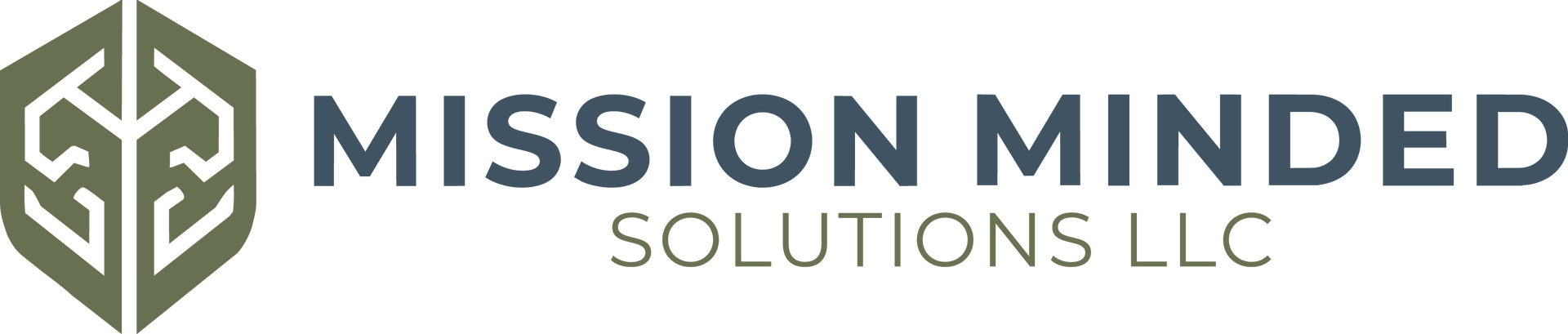 Mission Minded Solutions LLC logo with green shield icon and gray text