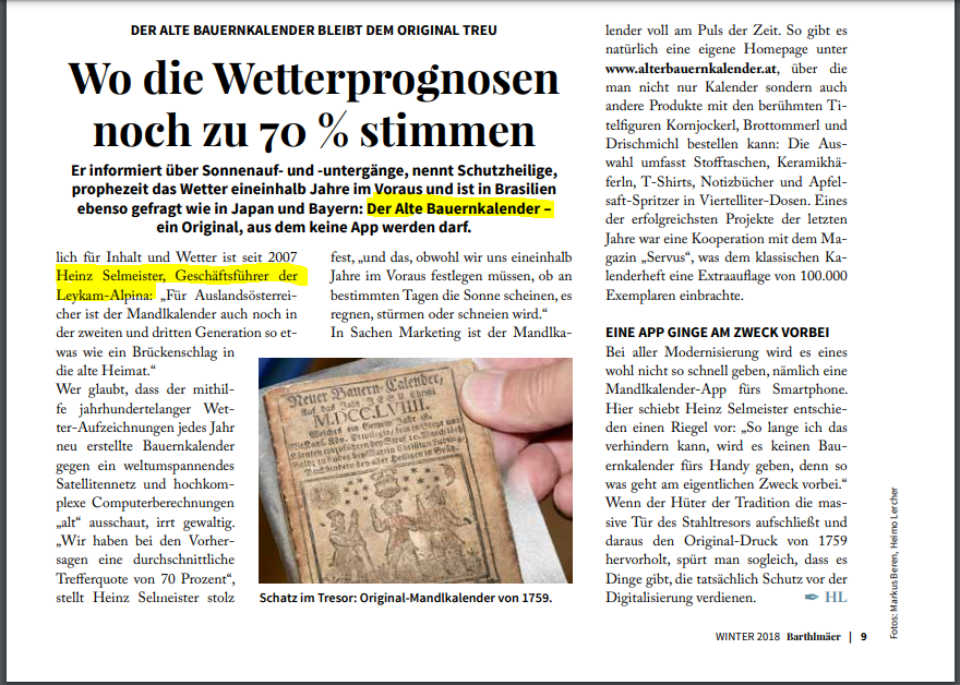Deutsche Zeitungsseite über Wettervorhersagen mit großer Überschrift, hervorgehobenem Text und einem eingefügten Foto von Papierkarten