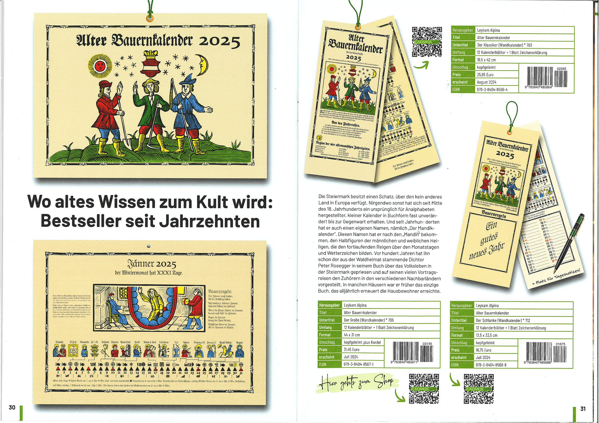 Deutsches Buchcover und Rückseite für einen „Buchkalender 2025“