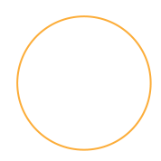 Orange outline of a circle on a white background.