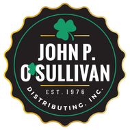 John P. O’Sullivan Distributing, Inc. logo with green shamrock on a black and gold seal badge