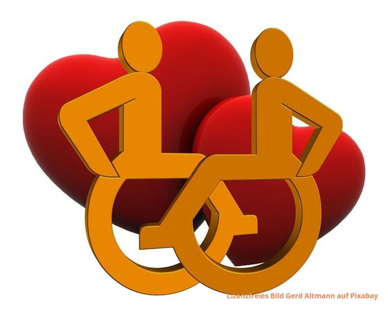 Lizenzfreies Bild von Gerd Altmann auf Pixabay Liebe und Handicap, Sexuelle Teilhabe Behinderter und Nichtbehinderter, Liebe im Rollstuhl, Liebe im Alter
