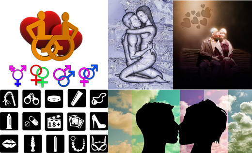 Collage aus lizenzfreien Bildquellen aus Pixabay: Isabel García , Gerd Altmann, Christian Dorn, efes, press ? and ⭐ Sexualberatung, Liebe, Pubertät, Queer, BDSM, Fetisch