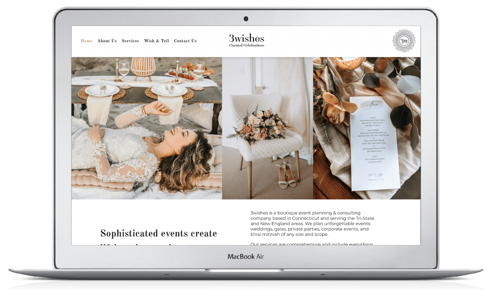 A laptop computer with a website on the screen.