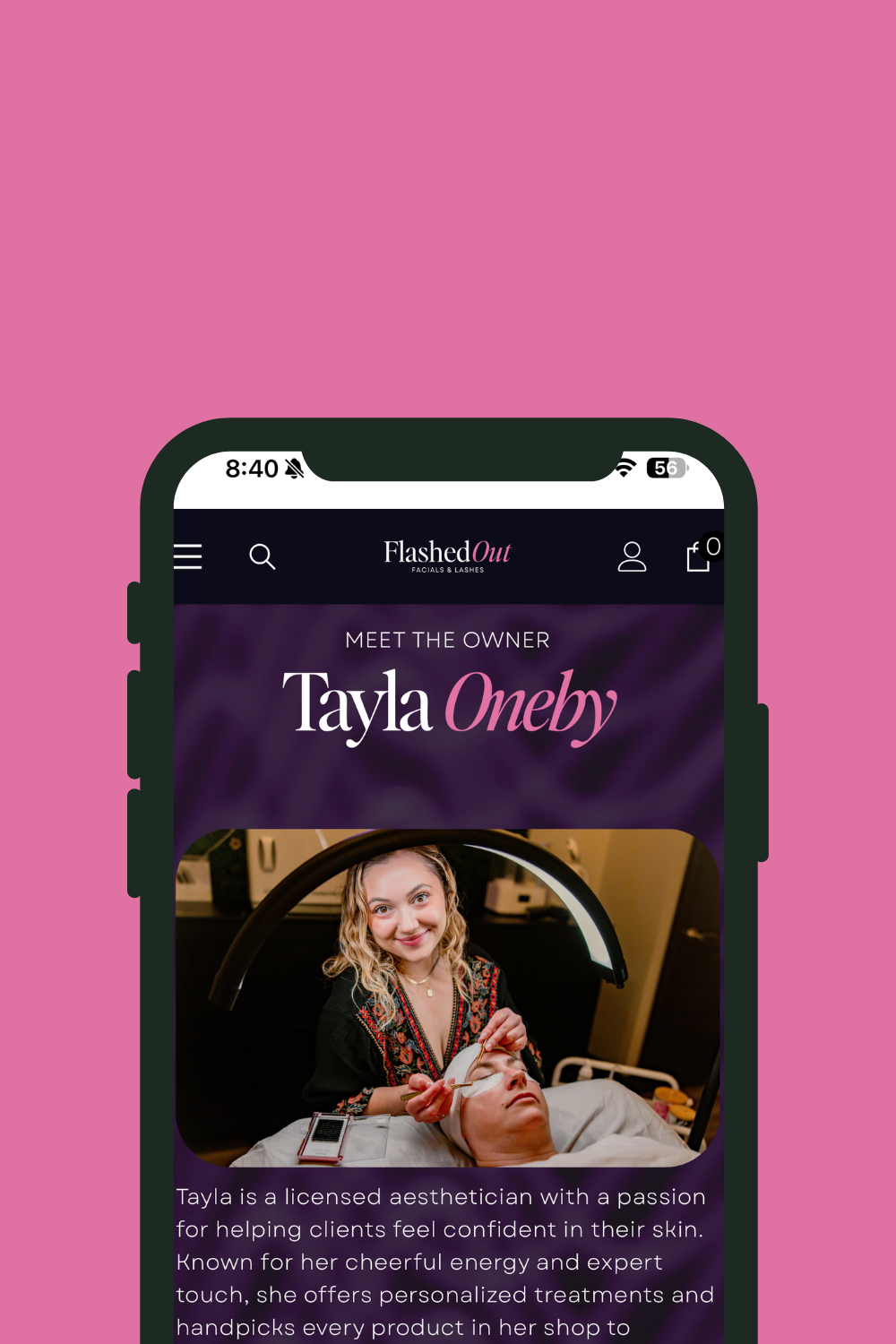 Mobile view of the
