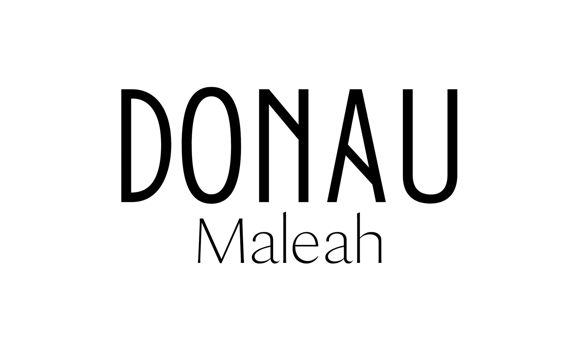 A black and white logo for donau maleah on a white background.