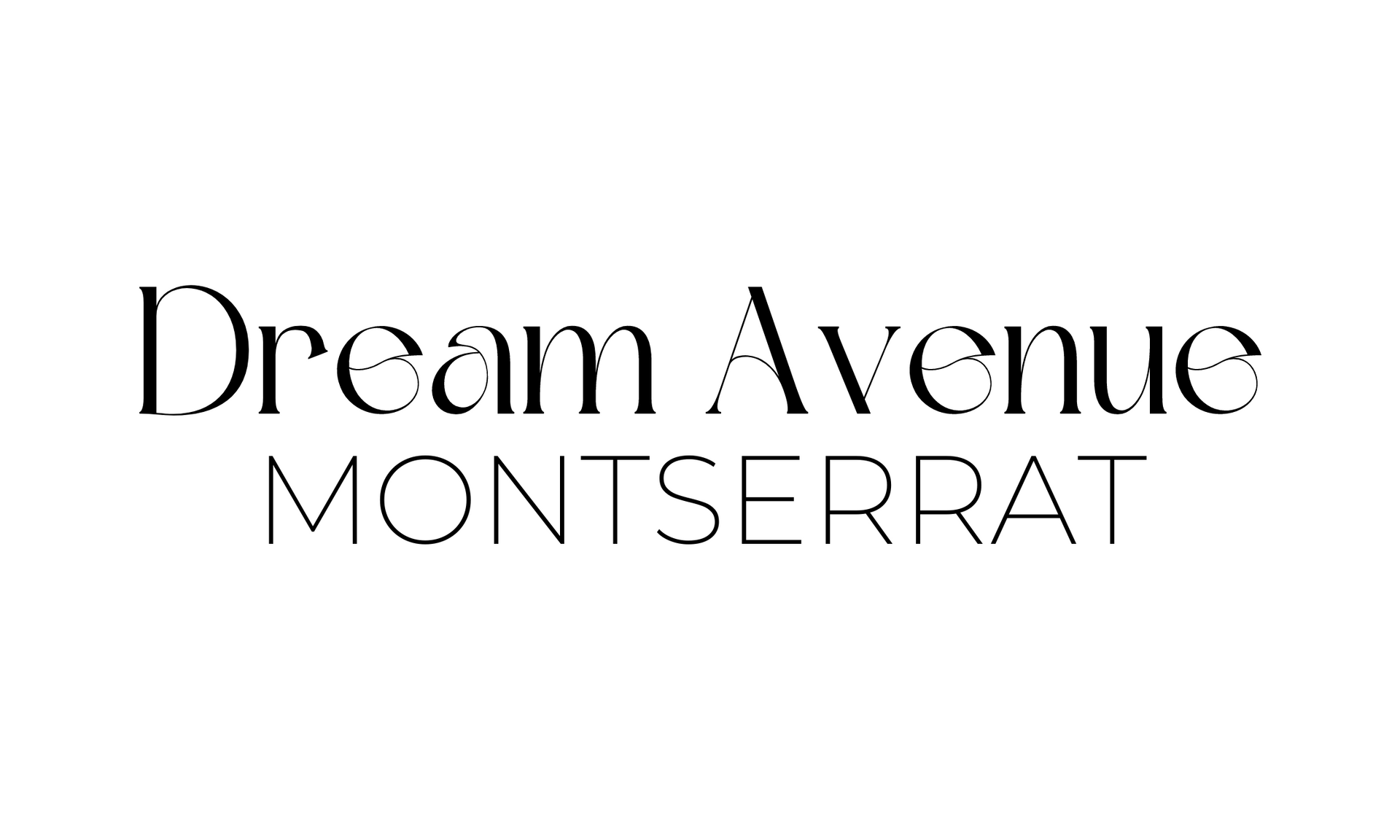 A black and white logo for dream avenue montserrat on a white background.