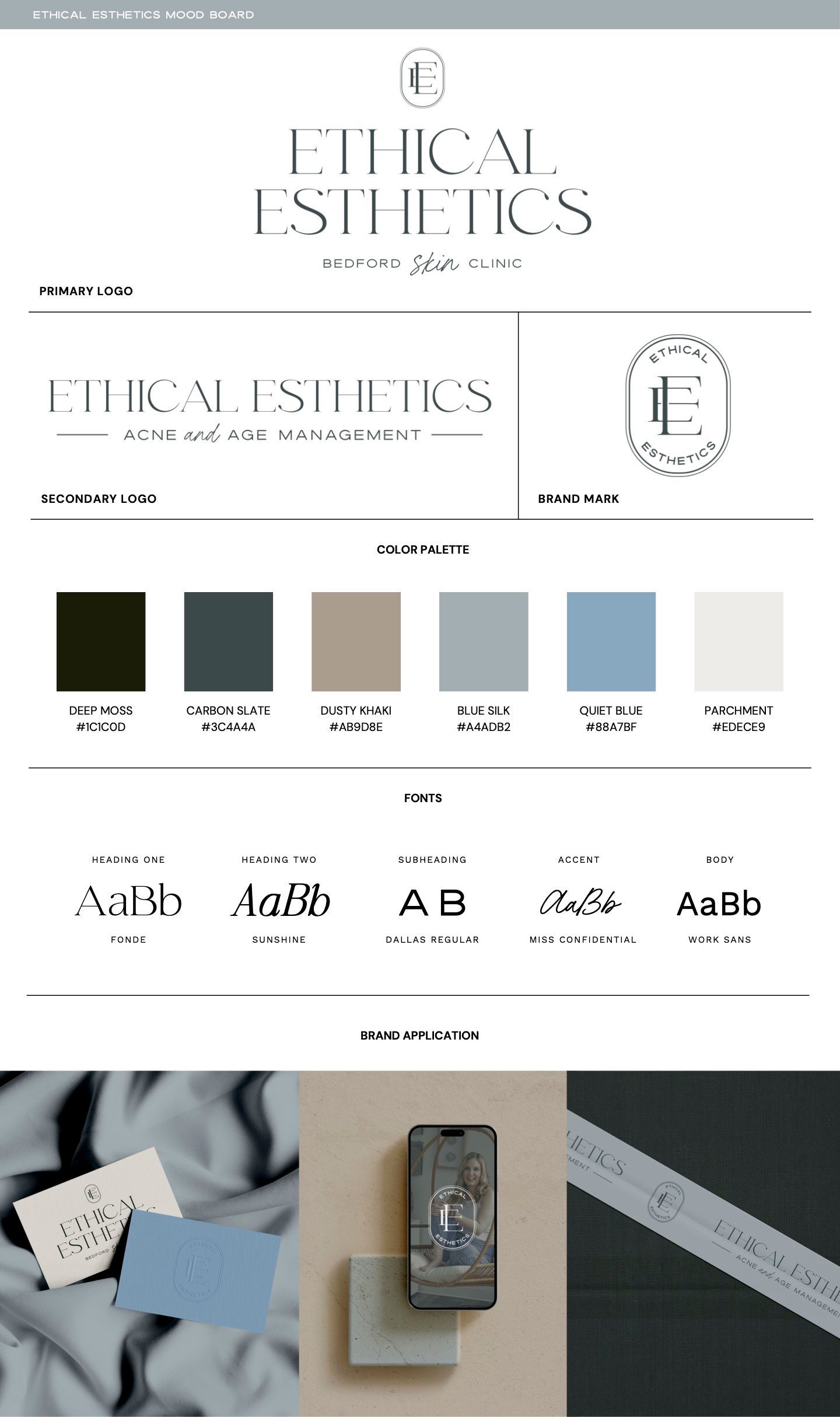 Skincare mood board with neutral color palette, serif typography, and accessory photos on a white layout