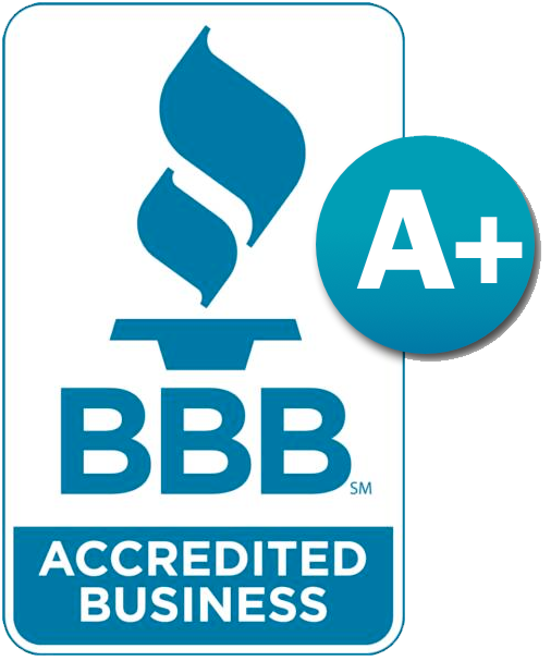 BBB Accredited Business logo with a blue flame and 