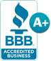 BBB Accredited Business logo with a blue flame and 