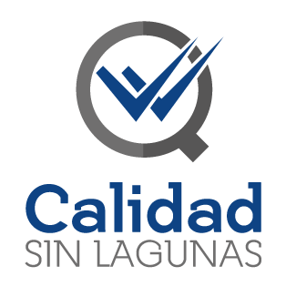 Un logo para calidad sin lagunas con una marca de verificación en una lupa