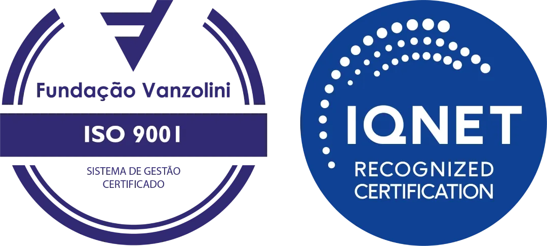 Dos logotipos para la certificación reconocida por ISO 9001 e iqnet