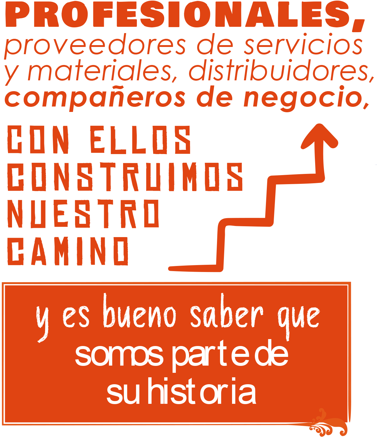A sign that says profesionales providedores de servicios y materiales distribuidores compañeros de negocio