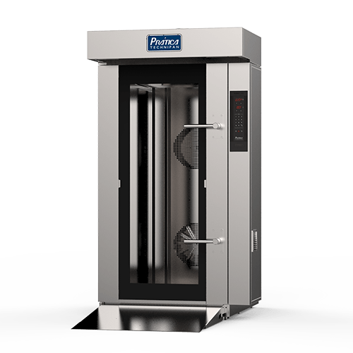 Un horno de acero inoxidable con puerta de cristal sobre un fondo blanco.