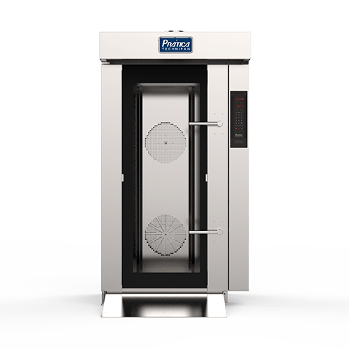 Un horno de acero inoxidable con puerta de cristal sobre un fondo blanco.