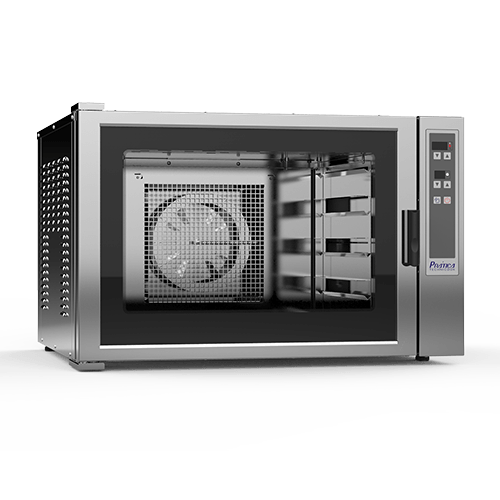 Un horno de acero inoxidable con un reloj en la puerta.