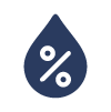 Una gota de agua con un signo de porcentaje dentro de ella.