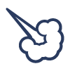 Un icono azul de una nube con una flecha que apunta hacia la derecha.
