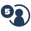 Un icono azul de una persona en un círculo con el número 5.